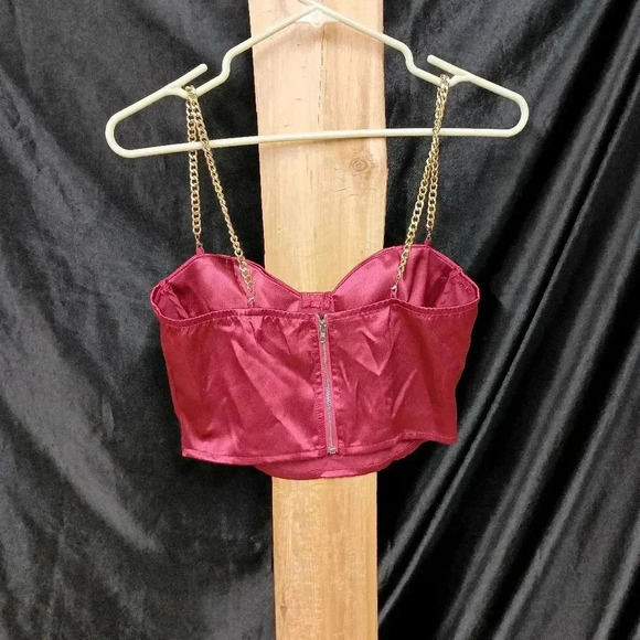 Maroon  silky crop top Sheen size small - Picture 6 of 6